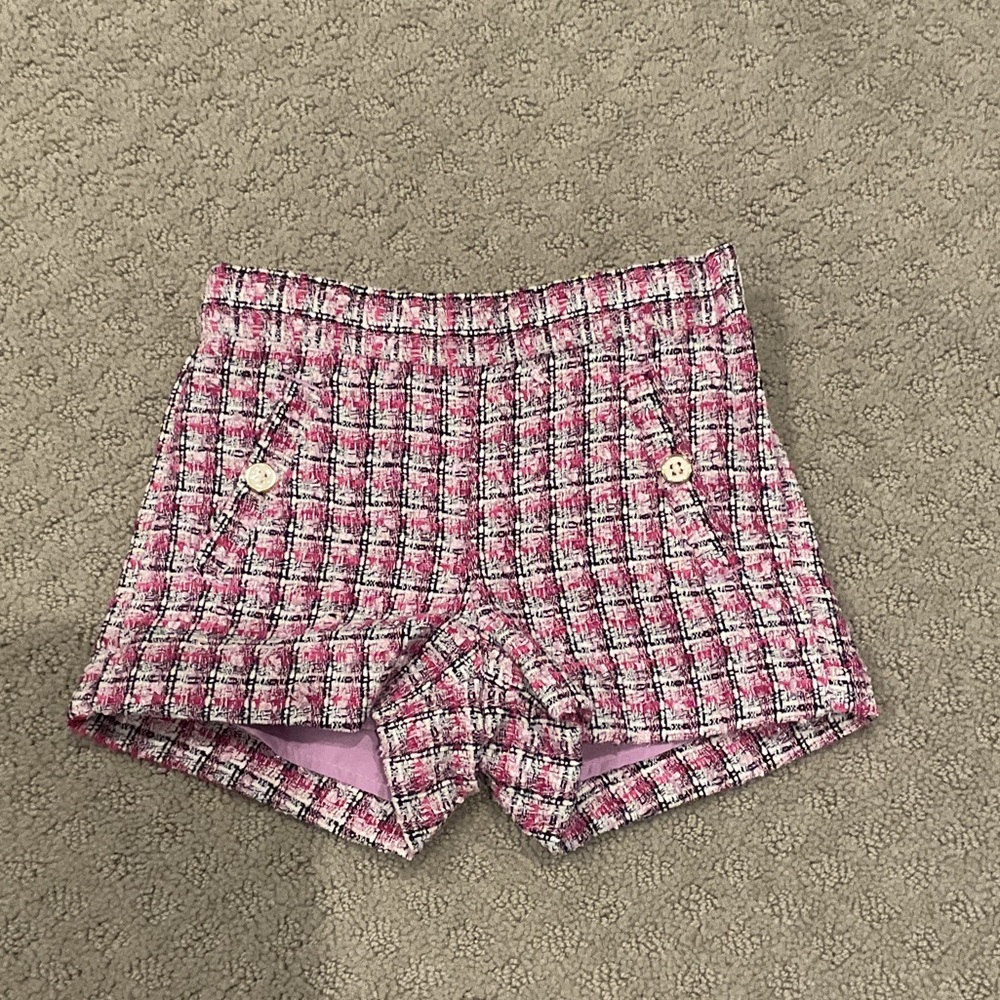Janie and Jack Pink Plaid Tweed Girls Shorts 0353